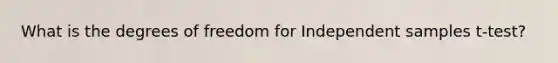 What is the degrees of freedom for Independent samples t-test?