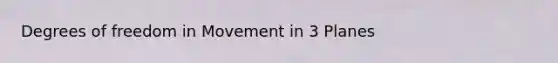 Degrees of freedom in Movement in 3 Planes