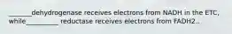 _______dehydrogenase receives electrons from NADH in the ETC, while__________ reductase receives electrons from FADH2..