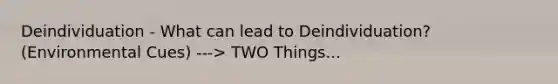 Deindividuation - What can lead to Deindividuation? (Environmental Cues) ---> TWO Things...