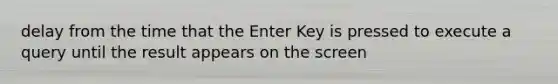 delay from the time that the Enter Key is pressed to execute a query until the result appears on the screen