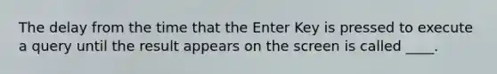 The delay from the time that the Enter Key is pressed to execute a query until the result appears on the screen is called ____.