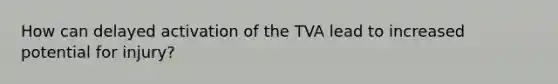 How can delayed activation of the TVA lead to increased potential for injury?