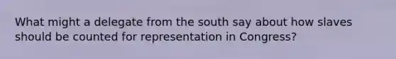 What might a delegate from the south say about how slaves should be counted for representation in Congress?