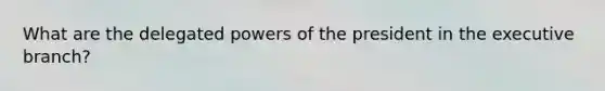 What are the delegated powers of the president in the executive branch?