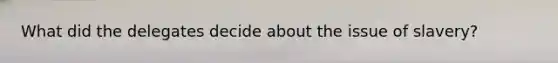 What did the delegates decide about the issue of slavery?
