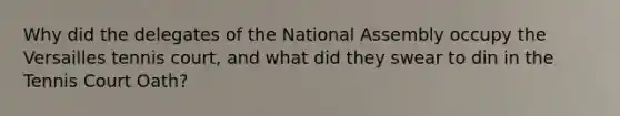 Why did the delegates of the National Assembly occupy the Versailles tennis court, and what did they swear to din in the Tennis Court Oath?