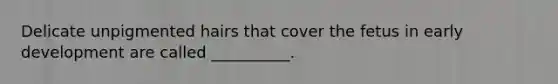 Delicate unpigmented hairs that cover the fetus in early development are called __________.