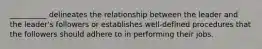 __________ delineates the relationship between the leader and the leader's followers or establishes well-defined procedures that the followers should adhere to in performing their jobs.