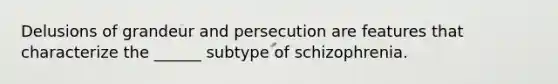 Delusions of grandeur and persecution are features that characterize the ______ subtype of schizophrenia.