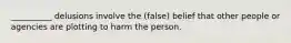 __________ delusions involve the (false) belief that other people or agencies are plotting to harm the person.