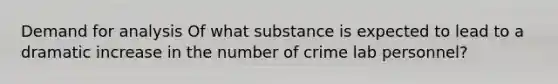 Demand for analysis Of what substance is expected to lead to a dramatic increase in the number of crime lab personnel?