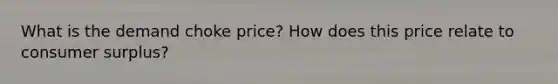 What is the demand choke price? How does this price relate to consumer surplus?