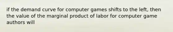 if the demand curve for computer games shifts to the left, then the value of the marginal product of labor for computer game authors will