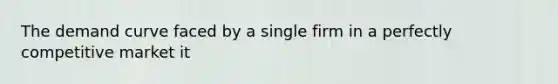 The demand curve faced by a single firm in a perfectly competitive market it