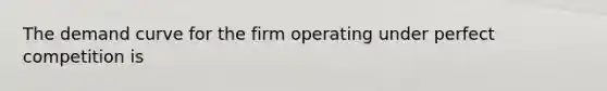 The demand curve for the firm operating under perfect competition is