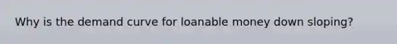 Why is the demand curve for loanable money down sloping?