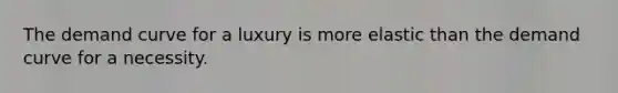 The demand curve for a luxury is more elastic than the demand curve for a necessity.