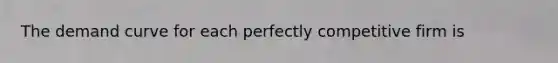 The demand curve for each perfectly competitive firm is