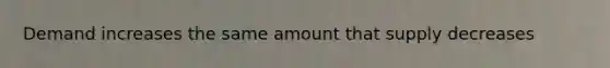 Demand increases the same amount that supply decreases