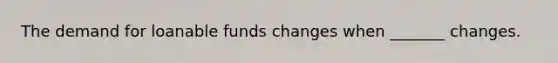 The demand for loanable funds changes when _______ changes.