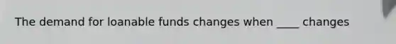 The demand for loanable funds changes when ____ changes