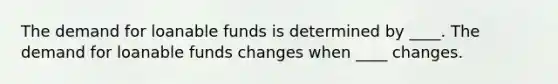 The demand for loanable funds is determined by ____. The demand for loanable funds changes when ____ changes.