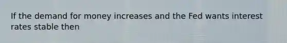 If the demand for money increases and the Fed wants interest rates stable then