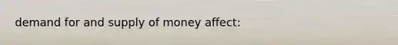 demand for and supply of money affect: