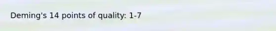 Deming's 14 points of quality: 1-7