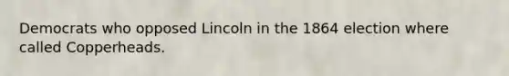 Democrats who opposed Lincoln in the 1864 election where called Copperheads.
