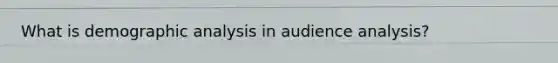 What is demographic analysis in audience analysis?