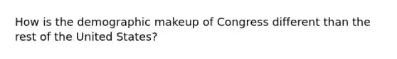 How is the demographic makeup of Congress different than the rest of the United States?