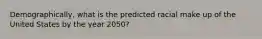 Demographically, what is the predicted racial make up of the United States by the year 2050?