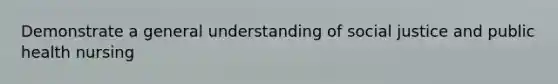 Demonstrate a general understanding of social justice and public health nursing