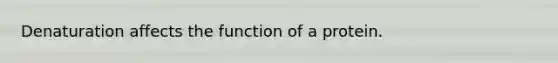 Denaturation affects the function of a protein.