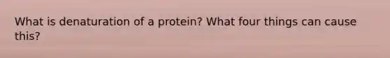 What is denaturation of a protein? What four things can cause this?