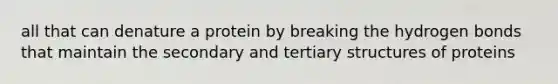 all that can denature a protein by breaking the hydrogen bonds that maintain the secondary and tertiary structures of proteins