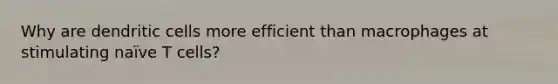 Why are dendritic cells more efficient than macrophages at stimulating naïve T cells?