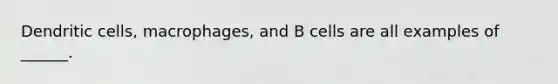 Dendritic cells, macrophages, and B cells are all examples of ______.