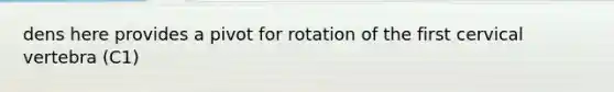 dens here provides a pivot for rotation of the first cervical vertebra (C1)