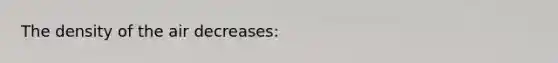 The density of the air decreases: