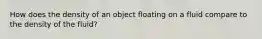 How does the density of an object floating on a fluid compare to the density of the fluid?