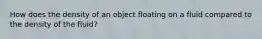 How does the density of an object floating on a fluid compared to the density of the fluid?