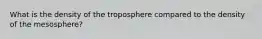 What is the density of the troposphere compared to the density of the mesosphere?