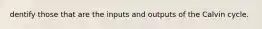 dentify those that are the inputs and outputs of the Calvin cycle.