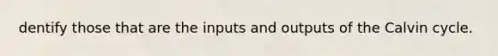 dentify those that are the inputs and outputs of the Calvin cycle.
