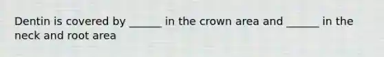 Dentin is covered by ______ in the crown area and ______ in the neck and root area