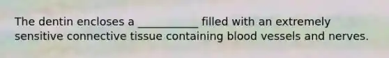 The dentin encloses a ___________ filled with an extremely sensitive connective tissue containing blood vessels and nerves.