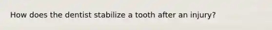 How does the dentist stabilize a tooth after an injury?